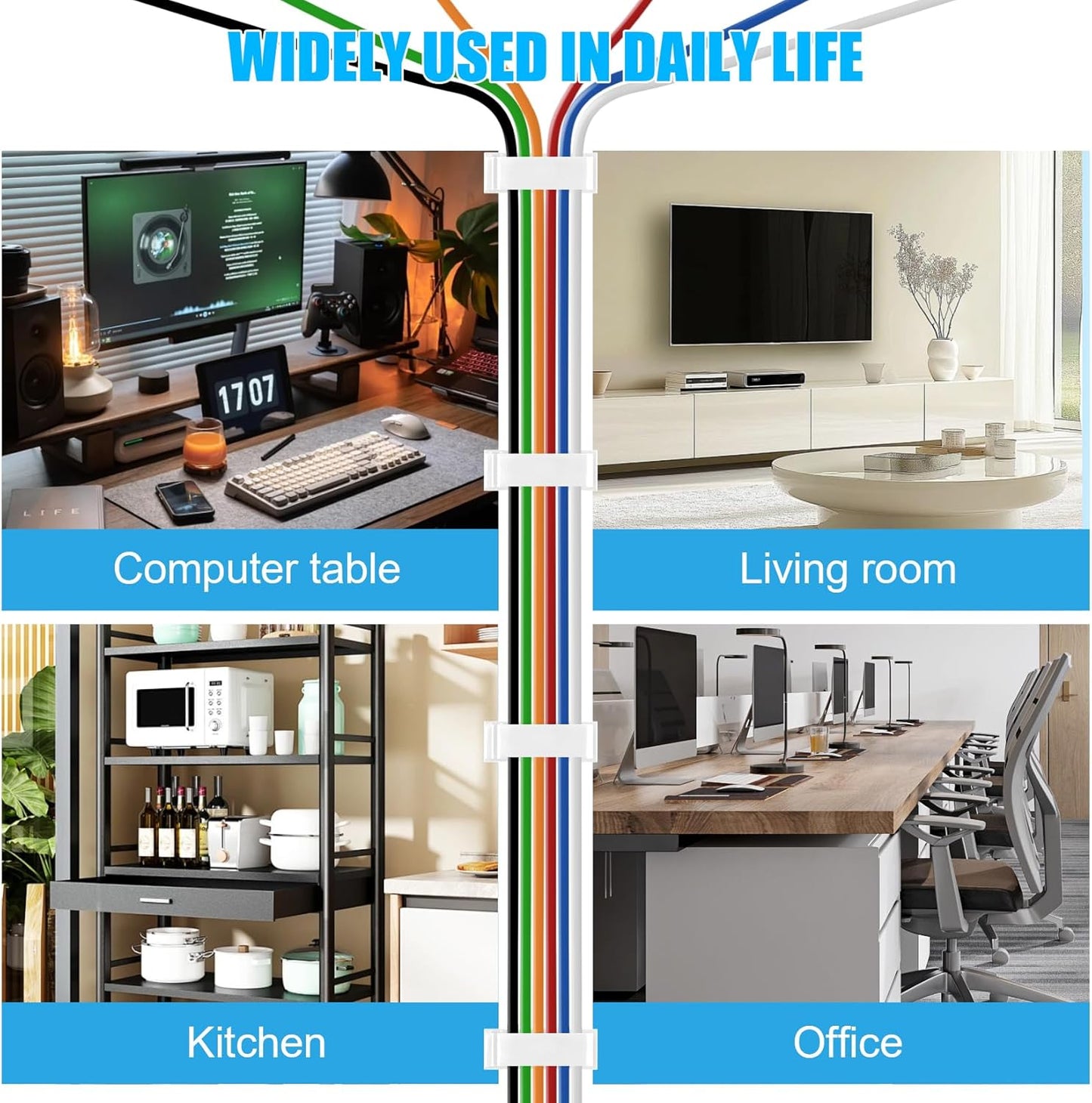 XHF 40 PCS Self Adhesive Cable Clips(XL) White,Wire Clips Cable Management Wire Organizer Cord Holder for Under Desk, Car, Wall, TV PC Ethernet Cable