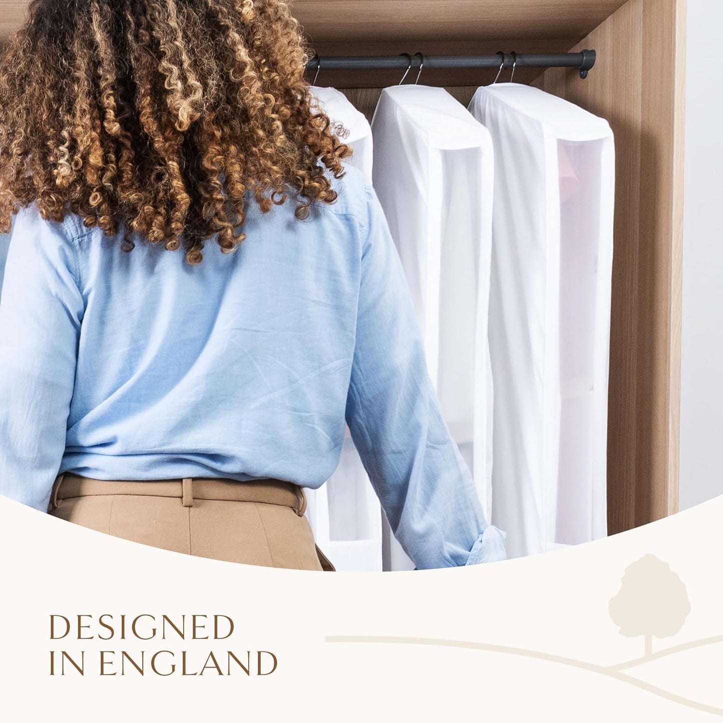 Hayden Hill Luxury Organic Cotton Garment Storage Bag - Long 58 Inch Dress Bag - Breathable & Moth-Proof For Full Length Dresses & Coats - Clothes Bags for Hanging Organization - Carbon Neutral