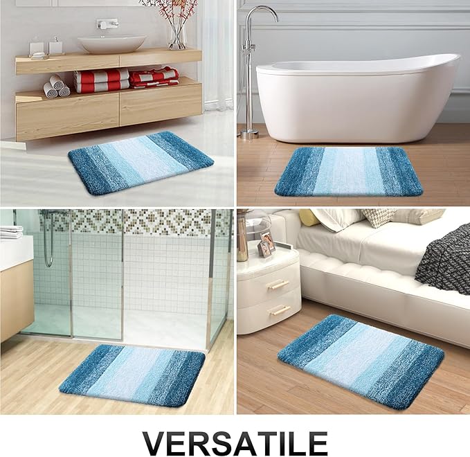 OLANLY Bathroom Runner Rugs 44x24, Extra Soft Absorbent Microfiber Bath Rugs, Rubber Backing, Quick Dry, Washable Bath Mats for Bathroom Floor, Tub and Shower, Home Decor Accessories, Peacock Blue