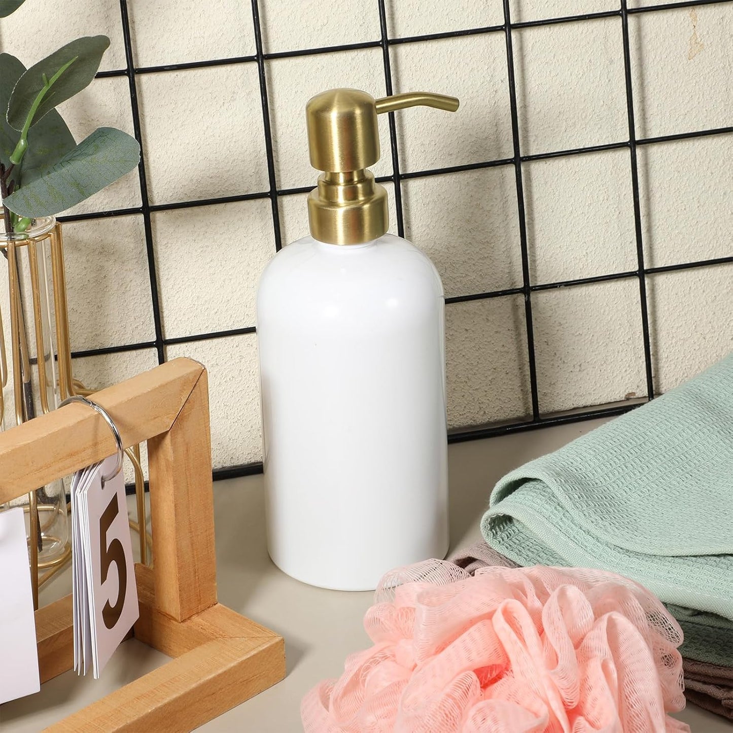 2 Pack Gold Soap Dispenser Pump Replacement, Stainless Steel Hand Liquid Soap Pump for Regular Mouth Bottles Standard 28/400 Neck Size for Hand Dish Soap Bottle and Lotion