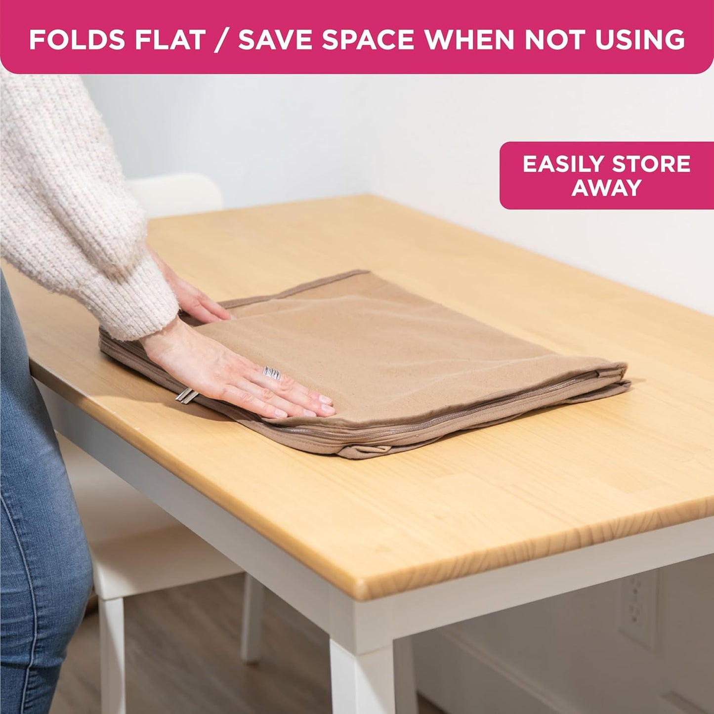 Cedar Clothes Storage Bag Organizer – Protects from Moths, Moisture, Dirt & Dust – Set of 2 Underbed Storage Bags for Clothes, Cashmere Sweaters, Bedding & More - Underbed Storage - Beige