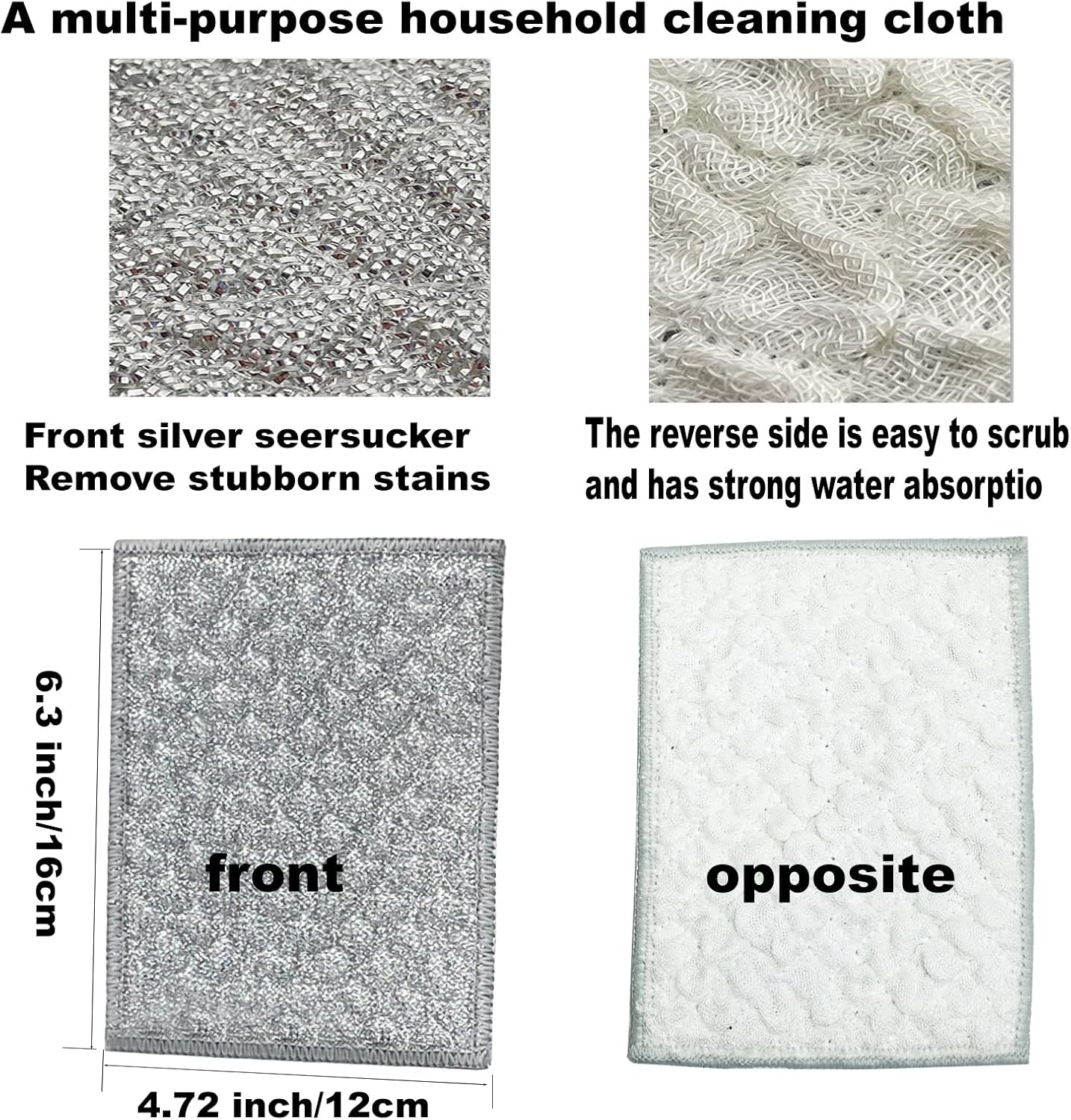 New thickened double-sided metal wire dishwashing cloth, suitable for both dry and wet use, scratch free dishwashing cloth, suitable for kitchen cleaning, cookware, tableware, sink (5 pieces)