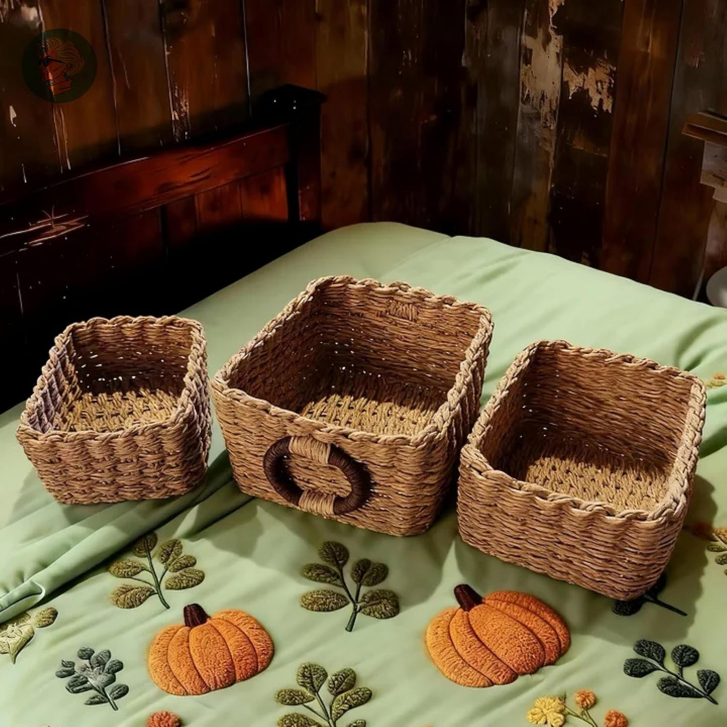 MODERN GRANNY Tight-Weave Recycled Paper Rope Storage Basket Container Bins, Small Wicker Baskets for Organizing, Decorative Basket Organizer Set of 3, Small Basket for Shelves, Bathroom & Drawer