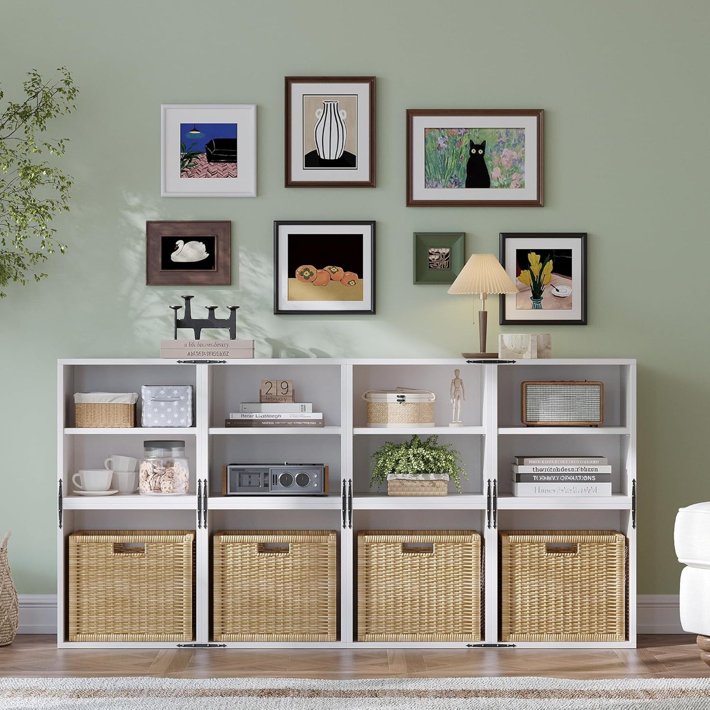 2-Tier Stackable Cube Storage Organizer, DIY Bookcase with 2 Removable Open Shelves & Anti-Tip Design, Cube Book Shelf for Bedroom, Office, Dorm,15" W x 11.81" D x 30" H, White