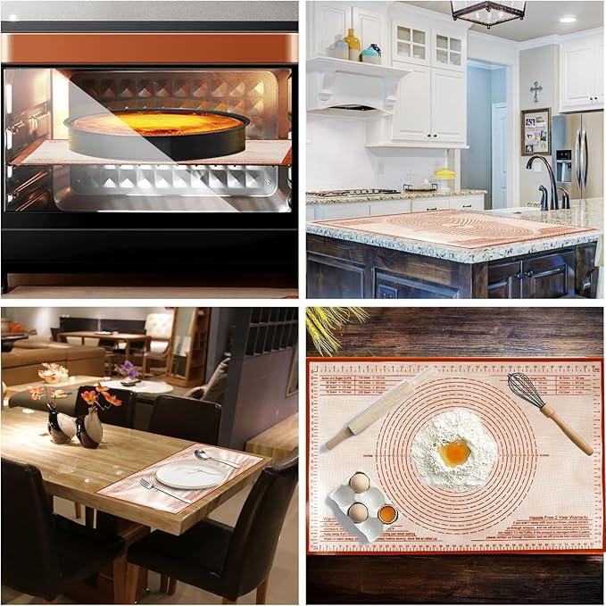 Silicone Pastry Mat 34''By 26'' Nonstick Baking Mats Extra Large Counter Mat for Dough Rolling, Pastry, Pie Crust, Fondant, Cookies, Bread, Pasta, Pizza Mat