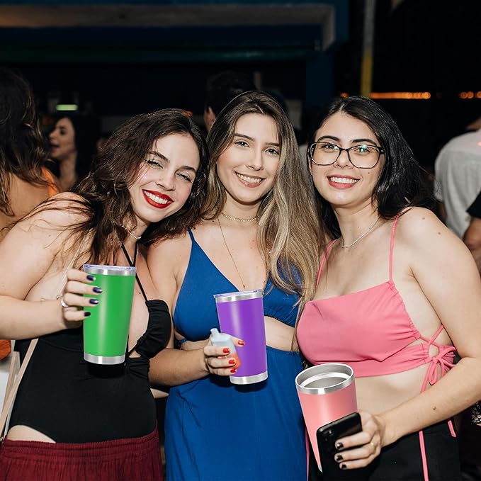 20 oz Tumbler Coffee Travel Tumblers Bulk with Lid Stainless Steel Double Wall Vacuum Insulated Mug Powder Coated Cups fit Car Cupholder for Hot and Cold - Mix Color, 12Pack