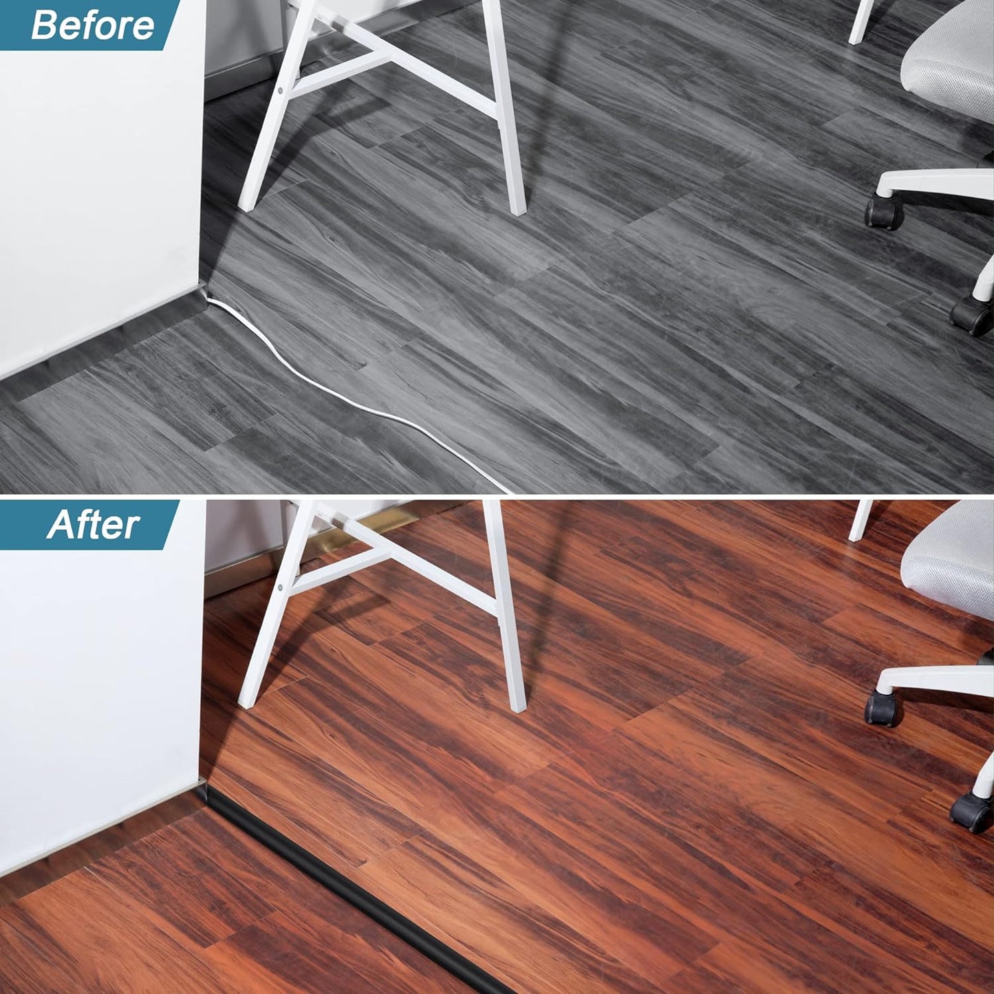 Floor Cable Cover 3ft Black, LZEOY Cord Covers for Wires on Floor, Cord Hider Floor Cable Management, Extension Cord Floor Cover Low Profile, Floor Cord Cover for Office/Carpet/Floor