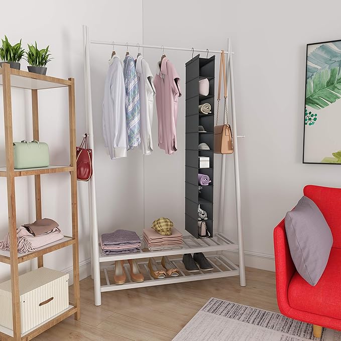 MAX Houser 10-Shelf Hanging Shoe Shelf Organizer, Hanging Shoe Storage for Closet,Pack of 2(Grey)