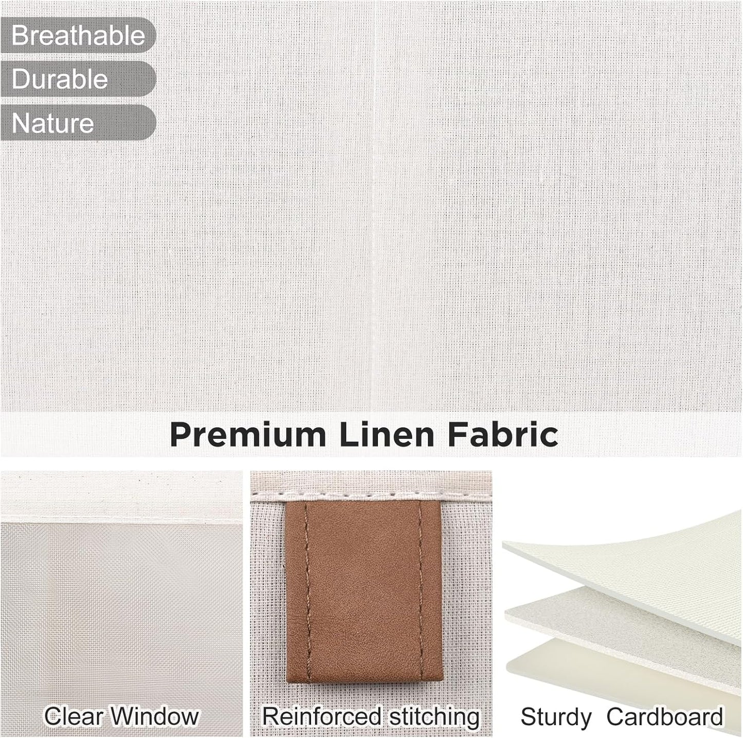 Linen Closet Organizers and Storage, Closet Storage Bins Basket Organizer, Foldable Organization Baskets with Mesh Window for Clothes Towels and Toys, 14.5" x 14.5" x 10.25", Beige, 4 pack