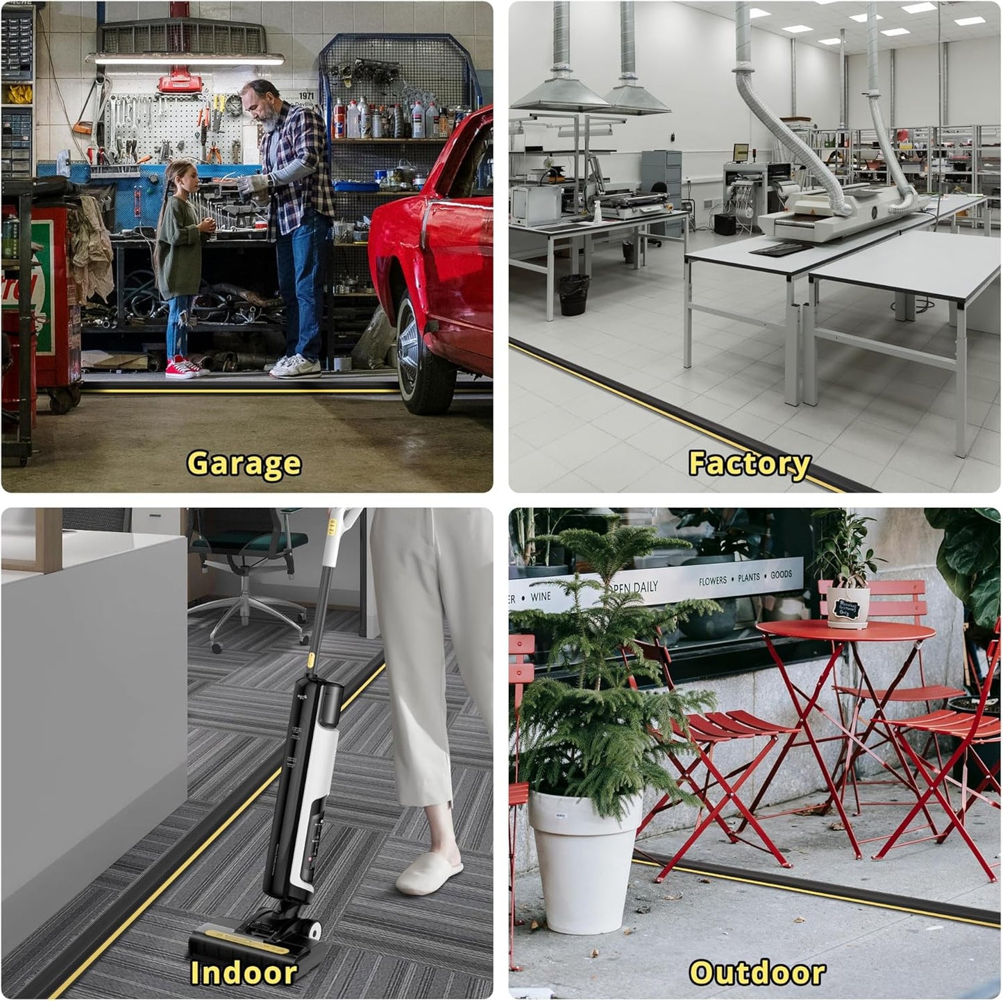 ZhiYo 4ft Cord Covers for Wires on Floor, Heavy Duty Cord Hider Floor Wire Covers for Cords, Cable Protector Protect Cords, Prevent Cable Trips, for Home Office or Outdoor