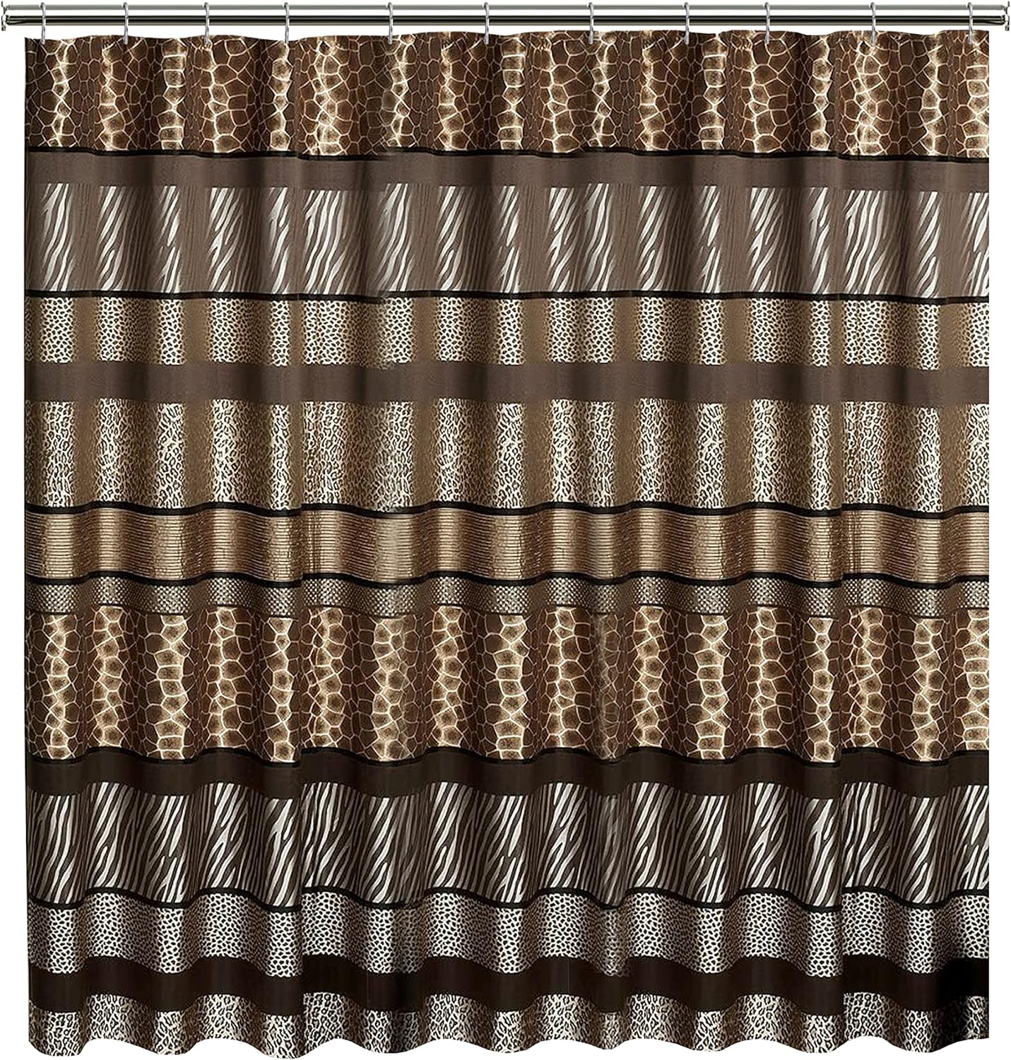Zahari Home 13pc Safari Stripes Bathroom Shower Curtain Set Animal Print Shower Curtain & 12 Shower Curtain Hooks Luxury Southwest Shower Curtain Unique Design Rustic Shower Curtain Set