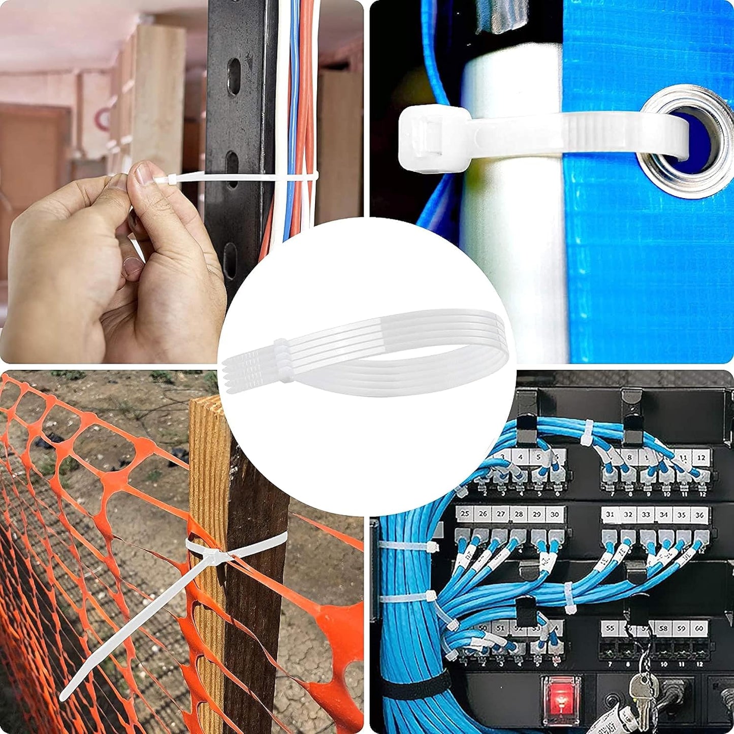 Bolt Dropper White Zip Ties - 50 lbs Tensile Strength - Self-Locking Premium Nylon Cable Ties Wraps for Indoor and Outdoor - Wire Management and Secure Items - Zip Ties Heavy Duty - 11" - 2000 Pack