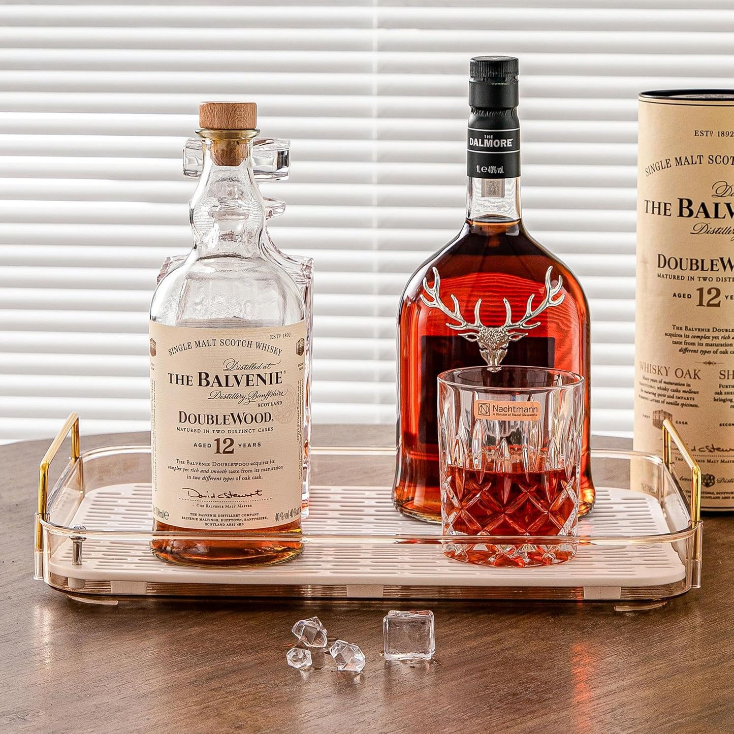 Coffee Bar Accessories, Station Organizers,Large Capacity Storage with Drain Board,Whisky Tray,Mug Tea Cup Holder Coffee Bar Organizer,Amber Gold