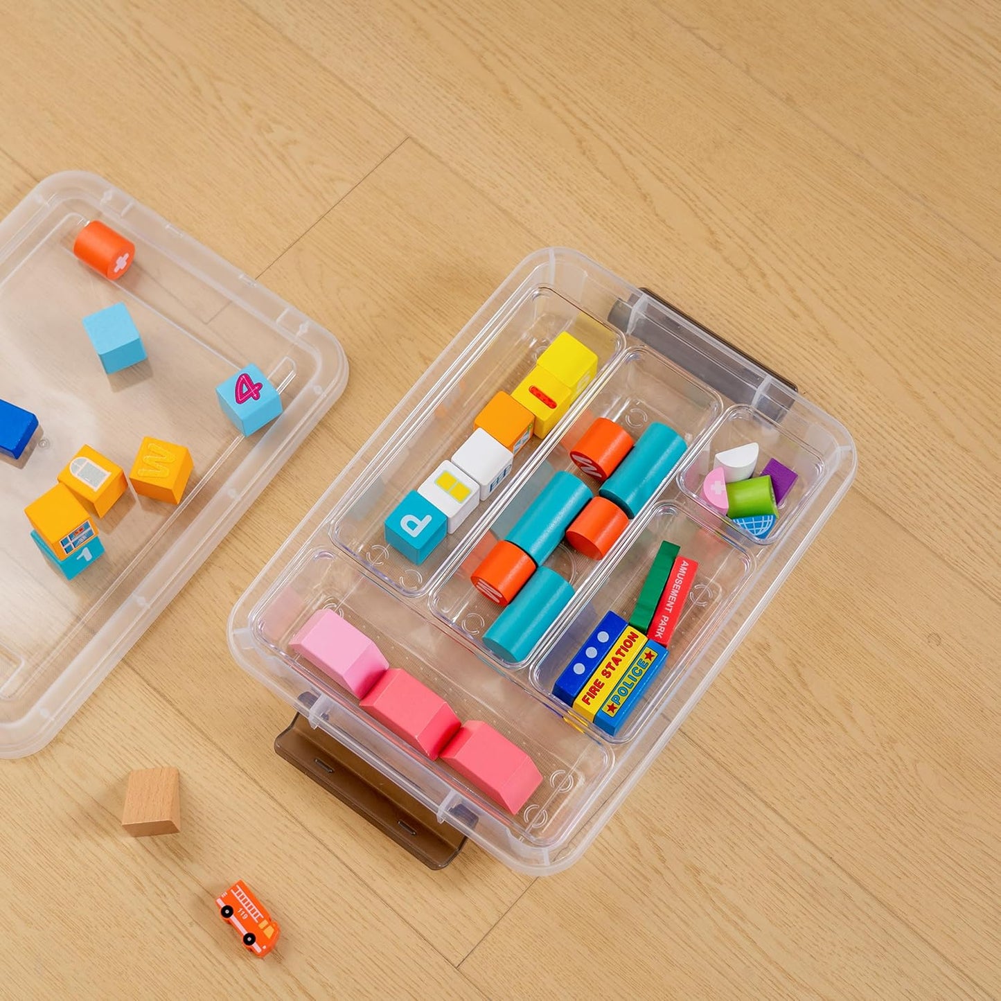 ITYLIFE CITYLIFE 2 PCS Plastic Storage Bins with Removable Tray Portable Craft Storage Box with Snap Clip Stackable Plastic Compartment Organizer Box for Jewelry, Widgets, Bead Organizer, Art Supply