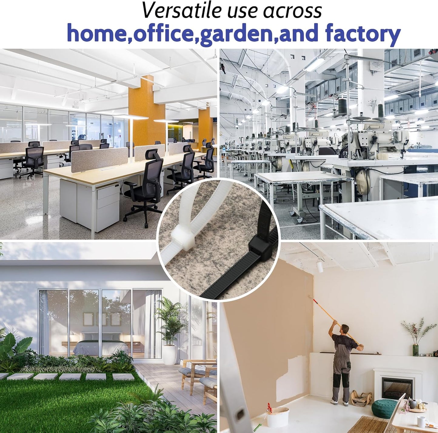 150 Pack Zip Cable Ties (Black and White, Each 75pcs), 11 Inch Self-Locking Nylon Zip Ties, Cable Cord Management, Plastic Wire Ties, Size: 3.4mm*300mm, UV Resistant, UL Listed, for Indoor and Outdoor