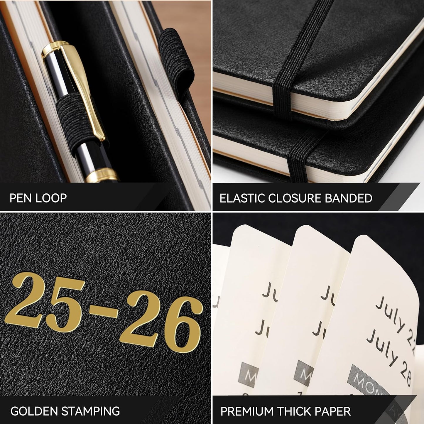 2025-2026 Planner - Academic Planner 2025-2026, Leather Weekly Monthly, Jul.2025 - Jun.2026, 9" x 11", Inner Pocket + Bookmarks+ Leather Hardcover