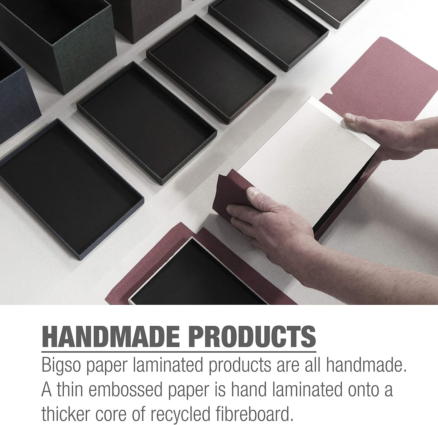 Bigso John Desktop File Box - Storage Solution and Document Organizer for Important Paperwork - Durable Hanging File Box with a Lid and Leather Handle - 7.4 in x 13 in x 10.4 in - Grey