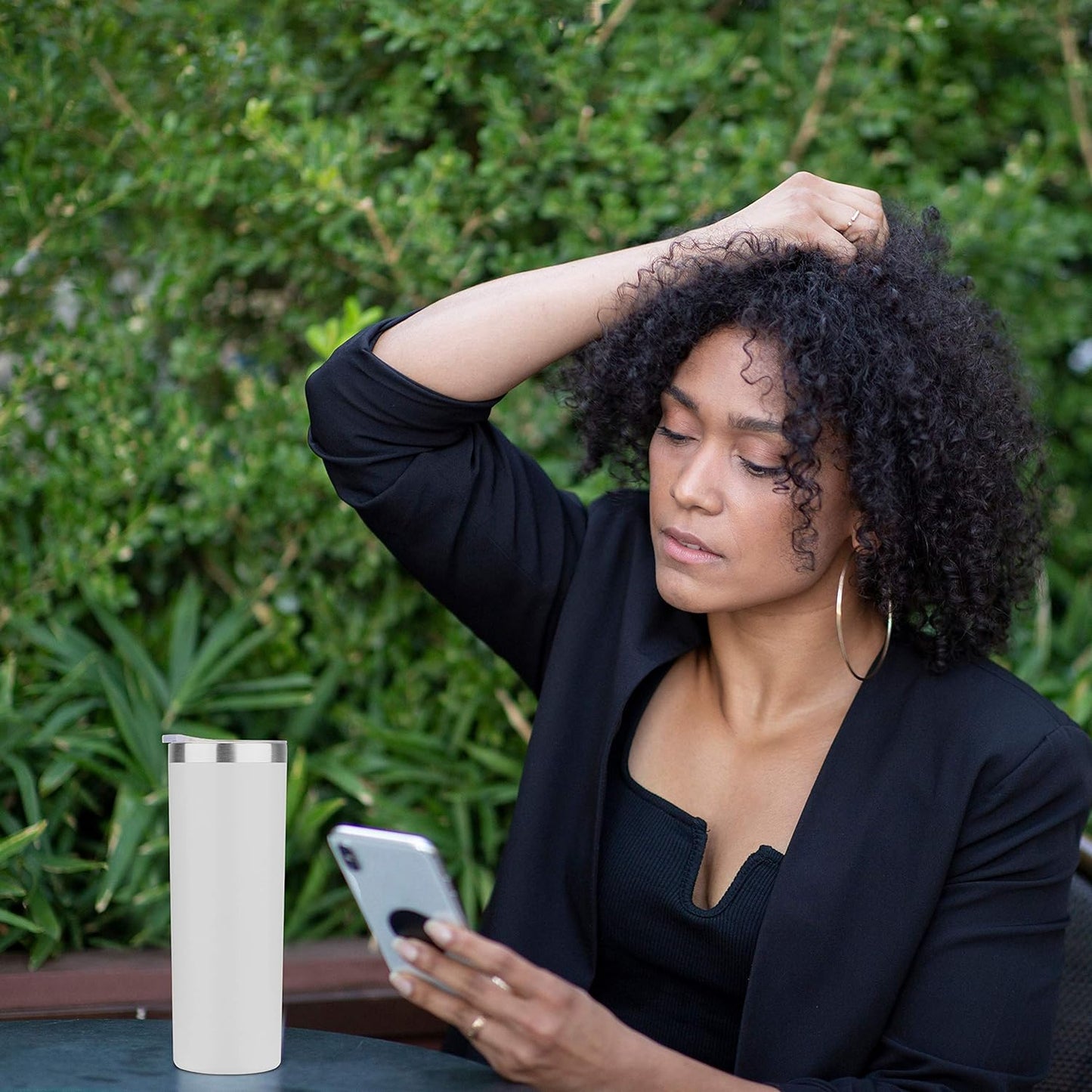 HASLE OUTFITTERS 20 oz Skinny Tumbler, Stainless Steel Insulated Slim Tumbler with Lid, Reusable Double Wall Travel Coffee Mug, Durable Powder Coated Travel Water Cup(Stainless Steel, 1)