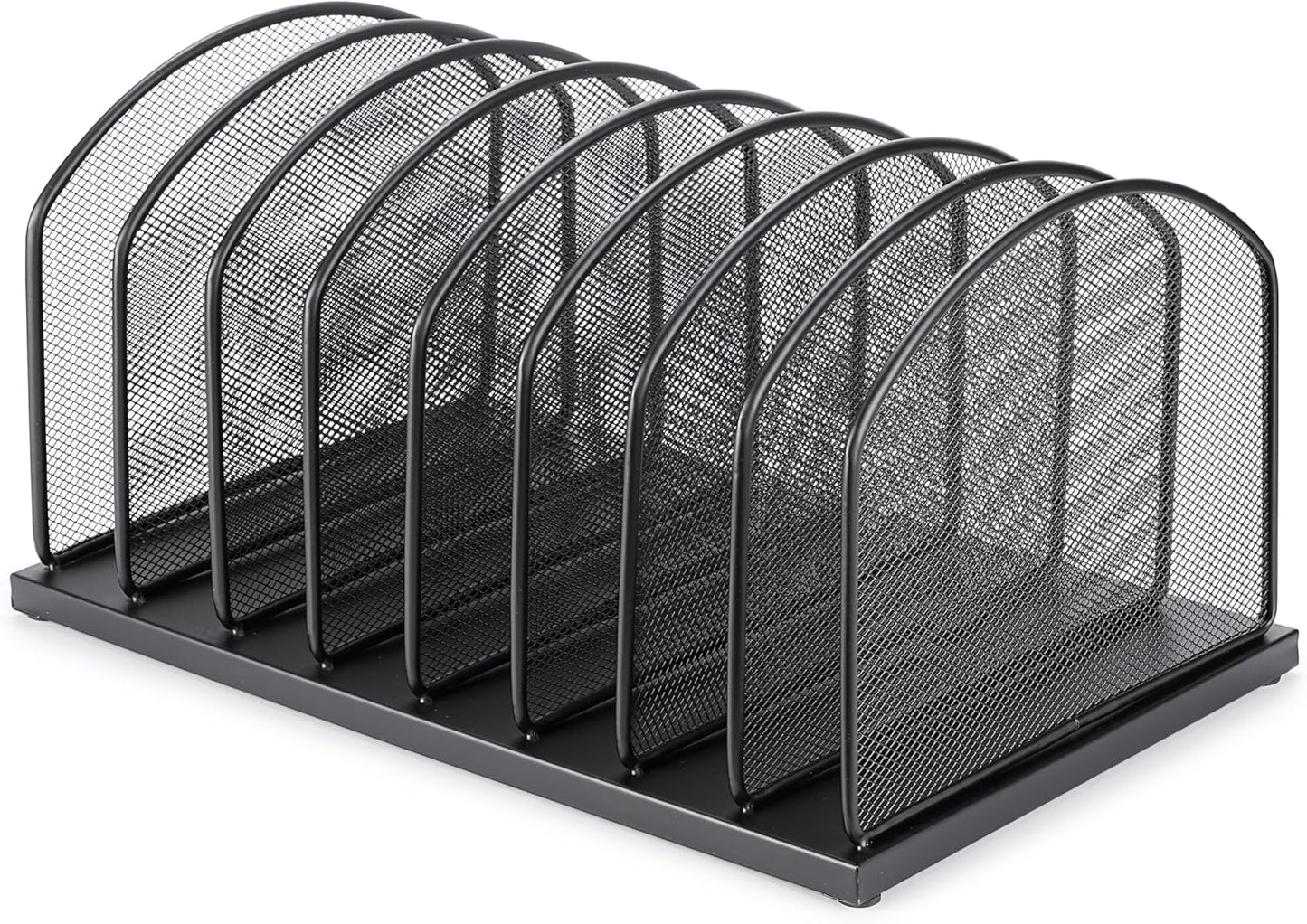 Huron 8-Slot Vertical File Binder Organizer Storage, Black Steel Mesh