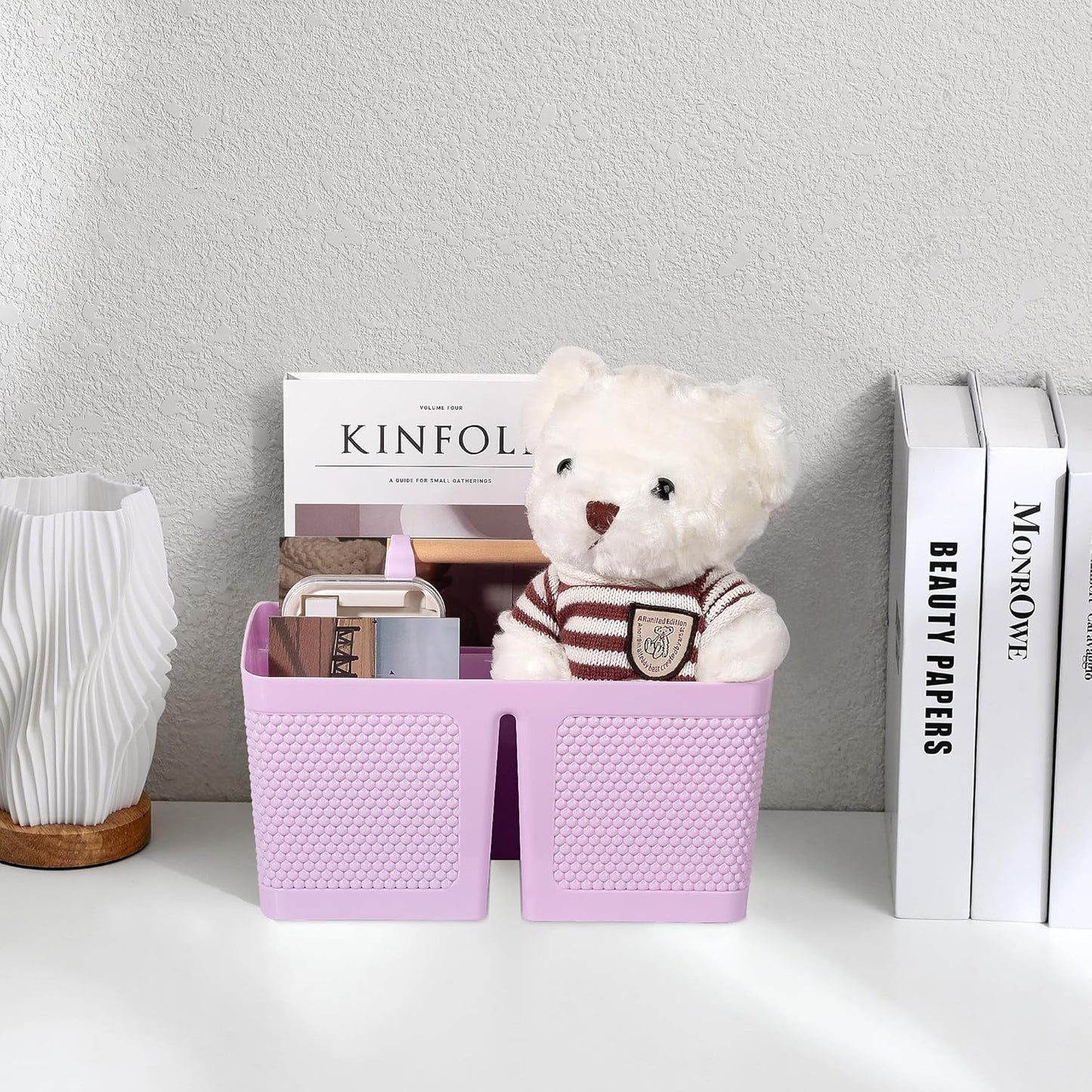 rejomiik Portable Shower Caddy Basket Plastic Cleaning Caddy Organizer Storage Tote with Handle for Bathroom, College, Dorm Room Essentials, Light Purple