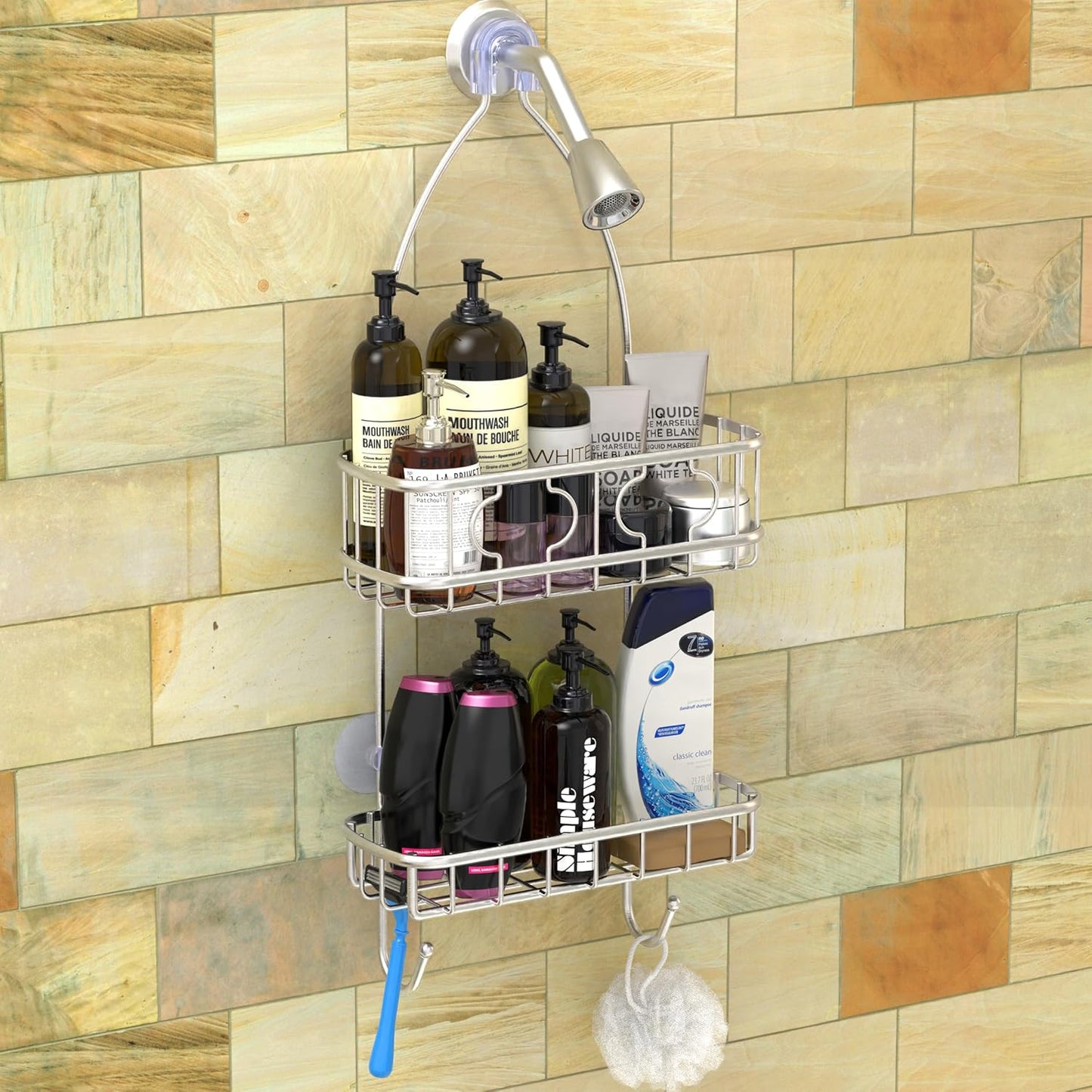 Simple Houseware Stainless Steel Bathroom Hanging Shower Head Caddy Organizer (24 x 10.2 x 4.2 inches)