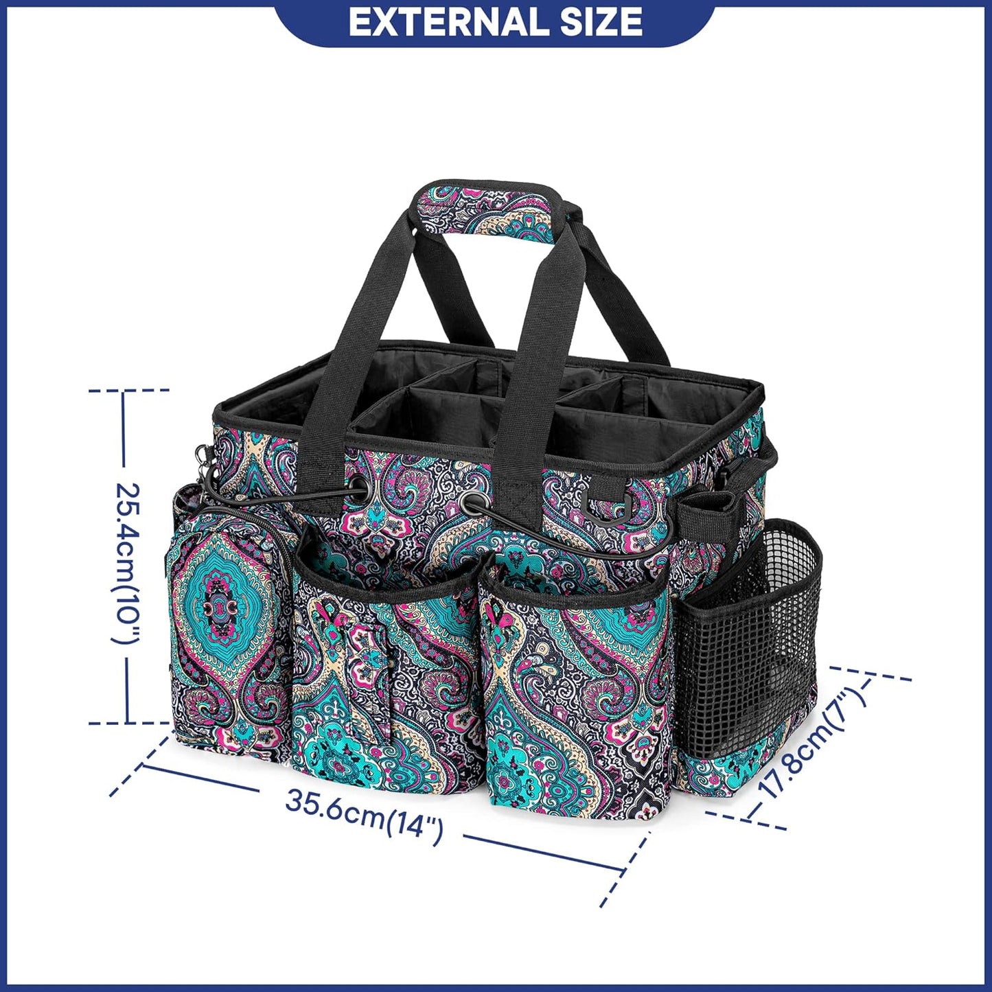 LoDrid Large Professional Cleaning Caddy with Detachable Divider, Supply Organizer with Handle and Shoulder Strap, Cleaning Bags for Housekeepers & Cleaners, Totem