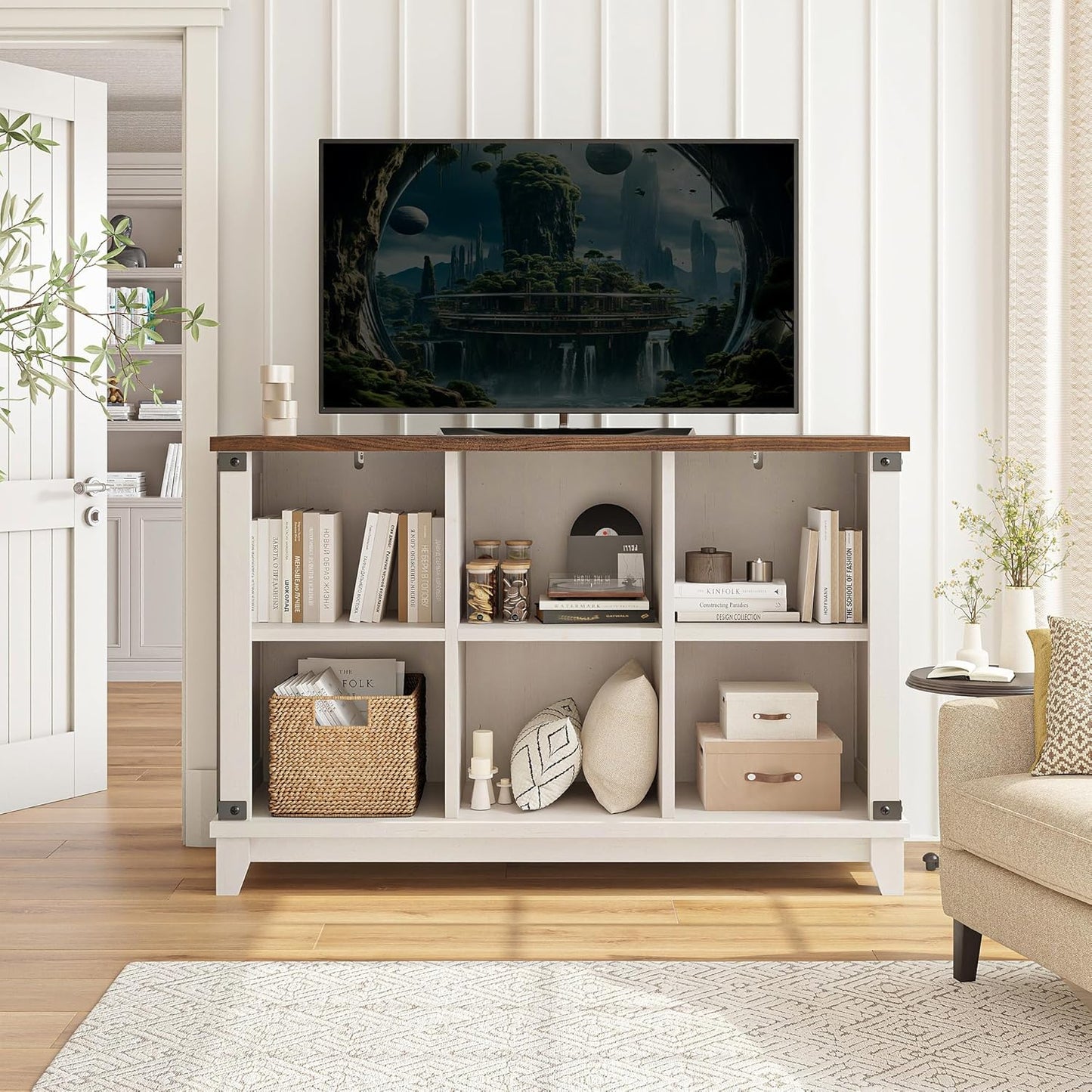 EnHomee 6 Cube Storage Organizer and Shelf, Cube Storage Shelf,White Bookshelf with Storage for Bedroom and Home Office