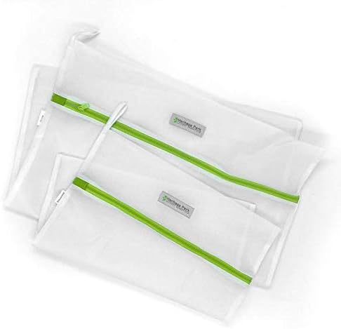 Heritage Park Fine Mesh Laundry Bags - Micro Mesh for Safely Washing Delicates, Wide Bottom for Extra Space, Hidden Zipper and Hanging Storage Loop - Multi Pack (1 Small 15" x 18", 1 Large (20" x 24")