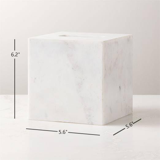 Luxury White Marble Bathroom Essentials Set - Elegant Spa Collection with Timeless Design, High-End Bath Accessories, Premium Stone Craftsmanship for Modern & Classic Decor (Tissue Box)