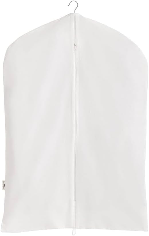 Premium 100% Cotton Garment Bags – 35" Off-White Canvas Suit Cover with YKK Zipper – Breathable, Dust-Proof Storage for Suits, Coats, Dresses, Jackets & Travel/Closet Use