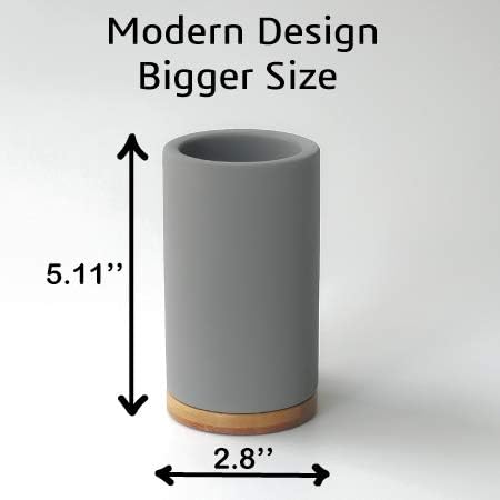 Matani Bamboo Toothbrush Holder Diatomite Tooth Brush Organizer - Storage Stand for Small Bathroom & Counter - Removable Base & Drain Holes, Water-Absorbent & Quick-Drying (Off White & Black)