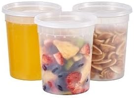32oz Plastic Deli Containers, 240 Sets - Leakproof, Stackable, BPA Free, Microwavable, Freezer Safe