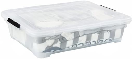 Morcte 40 Quart Plastic Underbed Storage Boxes, Clear Under Bed Plastic Storage Bin with Wheel, 3 Pack