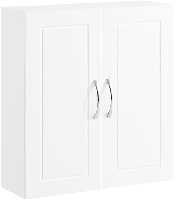 SoBuy Narrow Bathroom Wall Cabinet, Over The Toilet Storage Cabinet, Bathroom Wall Cabinet with Doors and Adjustable Shelves, Medicine Cabinet Organizer for Small Bathroom Storage, White FRG231-T-W