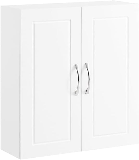 SoBuy Narrow Bathroom Wall Cabinet, Over The Toilet Storage Cabinet, Bathroom Wall Cabinet with Doors and Adjustable Shelves, Medicine Cabinet Organizer for Small Bathroom Storage, White FRG231-T-W