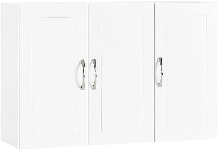 Haotian Wall Cabinet for Laundry Room, Wall Storage Medicine Cabinet for Bathroom Kitchen Garage, Linen Tower Bath Cabinet with Shelf, White FRG231-L-W