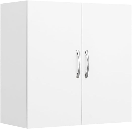 SoBuy Wall Cabinet Laundry Room Kitchen, Wall Mounted Storage Cabinet, Medicine Cabinet with Shelf, Bathroom Garage or Hallway, White, BZR200-W