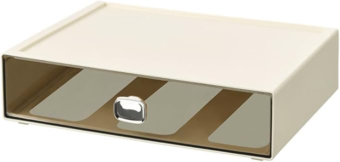 Spacious Desktop Storage Box, 1 Large Storage Drawer, Stackable Office Desk Drawer Organizer and Accessories, Printer Paper Organizer, Cream Plastic Drawers for Workspace & Home
