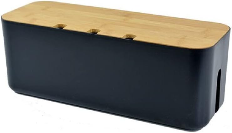 Cable Management Box| Power Stripe Organizer|Cord Organizer Box| Hide and Conceal Power Strips and Electrical Cords from TVs, Computers, and Desks| Keep Pets Safe (Black Large)