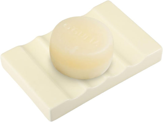 Soap Dish for Bathroom Sink and Shower Ceramic Soap Tray, Small Bar Soap Holder with Drainage Non-Slip Luxury Bathroom Decor Accessories (White)