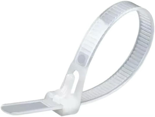6 Inch 100 PCS White Releasable Cable Zipper Cable Ties,Adjustable Reusable 50 Lbs Tensile Strength Nylon Cable Ties，Suitable for multi-purpose plastic cable ties in homes, offices and workshops
