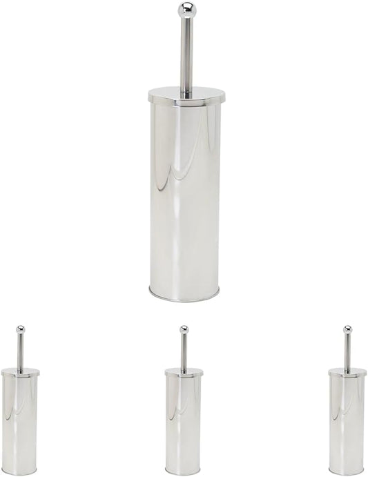 Zenna Home Toilet Brush and Holder Set, Rust Resistant Stainless Steel Toilet Bowl Brush, Discreet Bathroom Cleaning Scrubber with Stiff Bristles, Stainless Steel (Pack of 4)