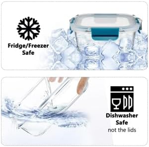 GENICOOK 9-Pack Glass Food Storage Containers with Airtight Lids-Glass Meal Prep Containers/Bento Box/Microwave Freezer Dishwasher Safe-Glass Lunch Box for Kitchen,Stackable,Large Capacity, BPA Free