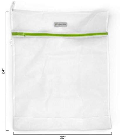 Heritage Park Fine Mesh Laundry Bags - Micro Mesh for Safely Washing Delicates - Gusseted Bottom for Extra Space, Hidden Zipper, and Convenient Hanging Loop - Pack of 2 Large (20" x 24")