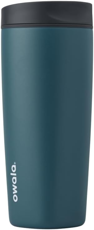 Owala SmoothSip Slider Insulated Stainless Steel Coffee Tumbler, Reusable Iced Coffee Cup, Travel Mug, BPA Free 20 oz, Grey/Blue (High Dive) (Pack of 8)
