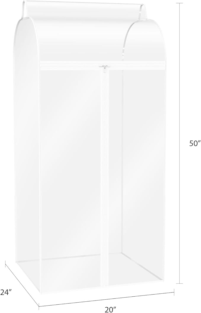 Zilink Hanging Garment Bags for Storage 50 inch (2 Pack) Clear Garment Rack Cover Fur Coat Bags for Closet Storage for Suit Fur Coats Leather Jackets Dress Storage