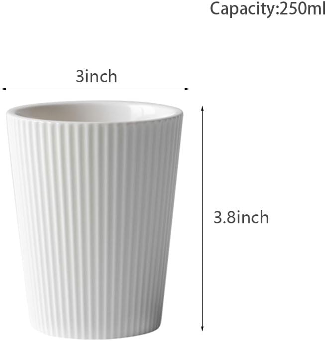 Ceramic Vertical Stripe Toothbrush Cup, Couple Toothbrush Cups, Bathroom Tumbler, Striped Ceramic Coffee Mug, Drinking Cup (White)