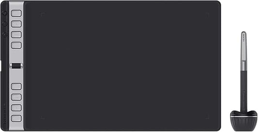 2023 HUION Inspiroy 2 Large Drawing Tablet, 10x6inch Art Tablet with Scroll Wheel 3-Set 8 Customized Keys Battery-Free Stylus, Graphics Tablet for Drawing, Design, Work with Mac, PC & Mobile, Black