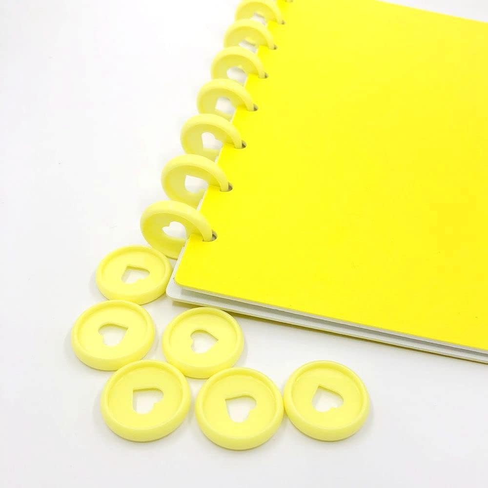 100pcs Planner Expander Discs 1.26Inch Book Binding Disc For Discbound Notebook Accessories Heart Binder Rings(Yellow,1.26 inch/32 mm)