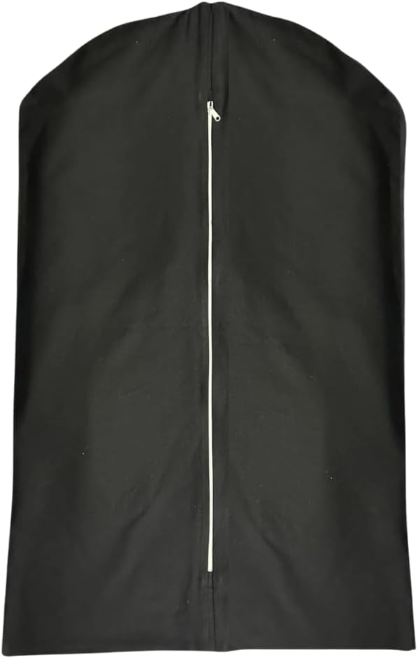 Premium 100% Cotton Garment Bags – 35" Black Canvas Suit Cover with YKK Zipper – Breathable, Dust-Proof Storage for Suits, Coats, Dresses, Jackets & Travel/Closet Use